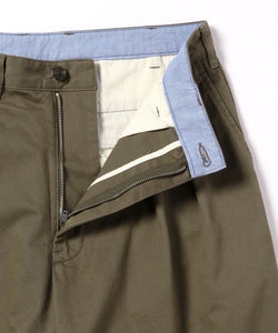 2 Pleats Twill Trousers - Olive