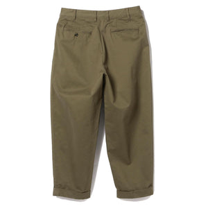 2 Pleats Twill Trousers - Olive
