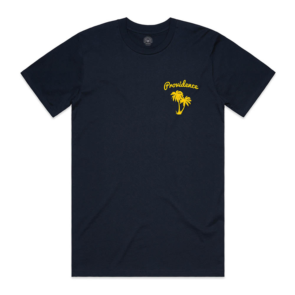 Palm Script T-Shirt - Navy Gold