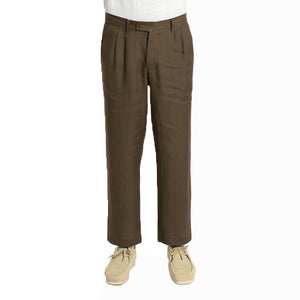 Double Pleated Trouser - Brown Braided Weave