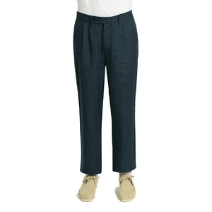 Double Pleated Trouser - Blue Braided Weave