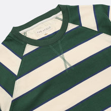 Load image into Gallery viewer, Dos Stripe Raglan T-Shirt  - Dark Green / Seed Pearl
