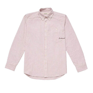 Script Button Down Shirt - Bordeaux Stripe