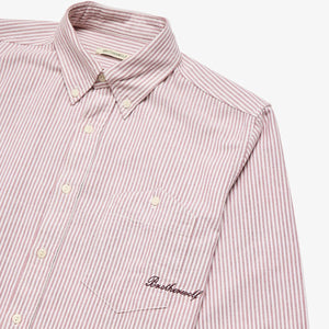 Script Button Down Shirt - Bordeaux Stripe