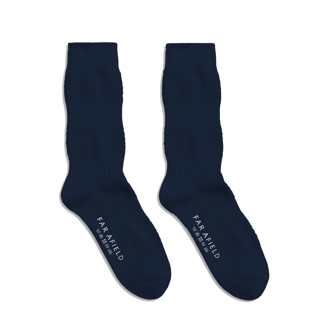 Textured Stripe Socks - Navy