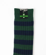 Cargar imagen en el visor de la galería, Rib Border Socks - Green / Navy
