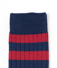 Cargar imagen en el visor de la galería, Rib Border Socks - Wine / Navy
