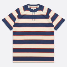 Load image into Gallery viewer, Dos Stripe Raglan T-Shirt  - Navy / Seed Pearl
