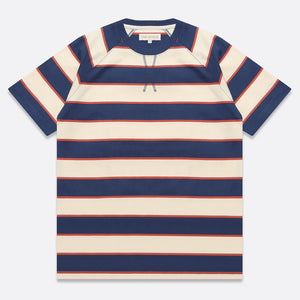 Dos Stripe Raglan T-Shirt  - Navy / Seed Pearl