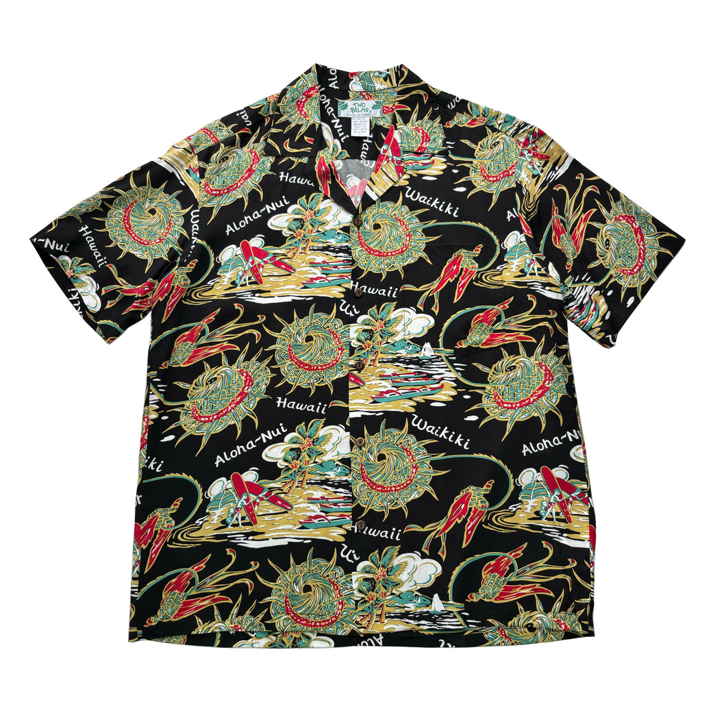 Classic Aloha Shirt - Black Hula Surf