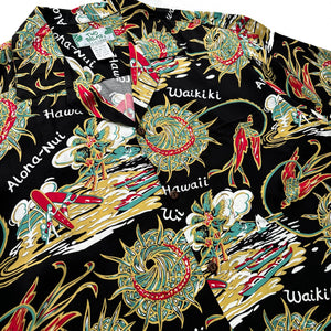 Classic Aloha Shirt - Black Hula Surf