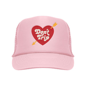 Heart & Arrow Embroidered Trucker Hat - Pink