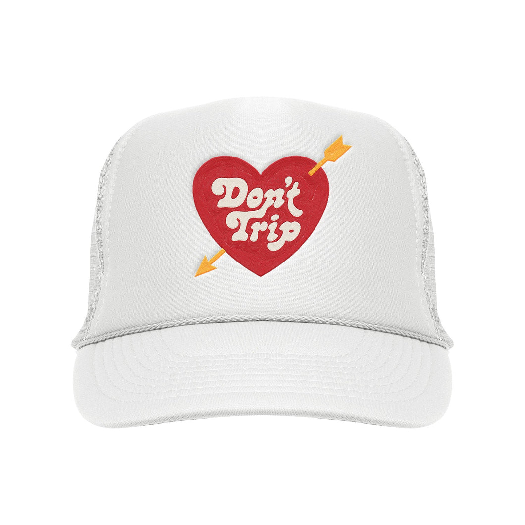Heart & Arrow Embroidered Trucker Hat - White