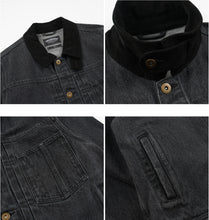 Load image into Gallery viewer, Washed Denim Trucker Jacket - Black
