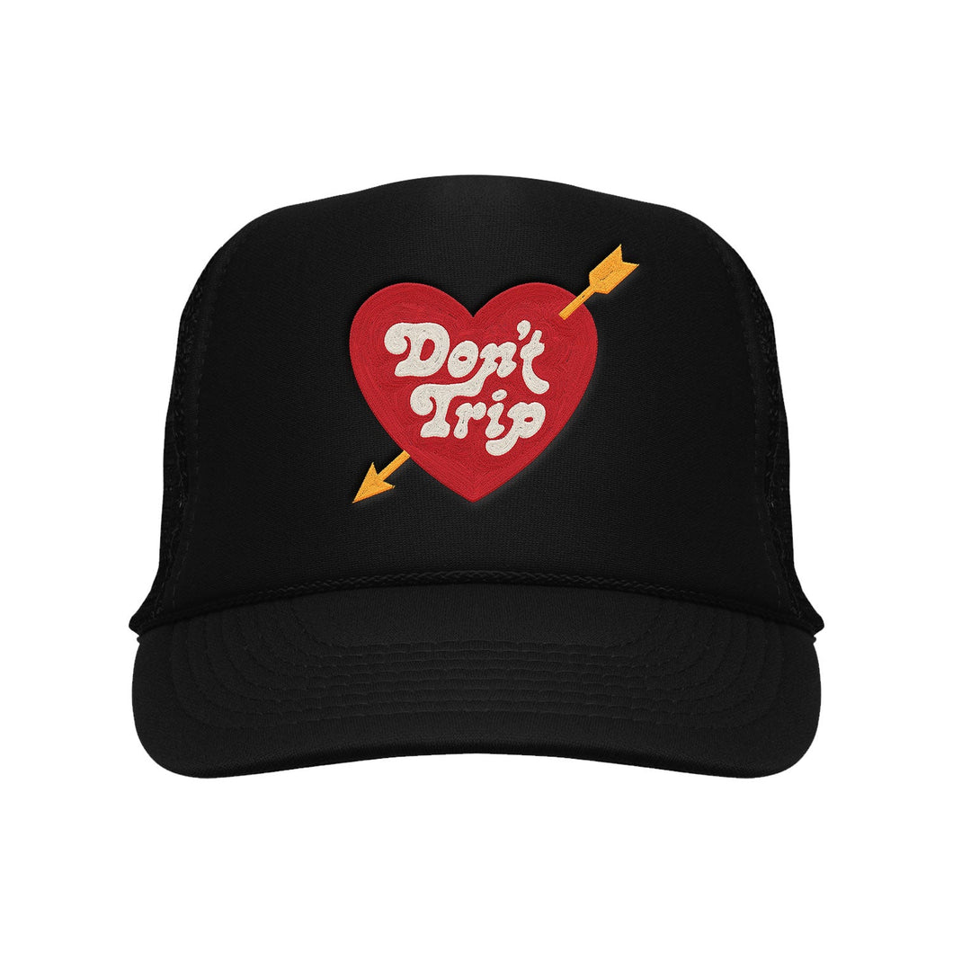 Heart & Arrow Embroidered Trucker Hat - Black