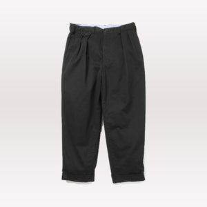 2 Pleats Tapered Twill Trousers - Black