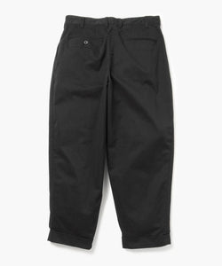 2 Pleats Tapered Twill Trousers - Black