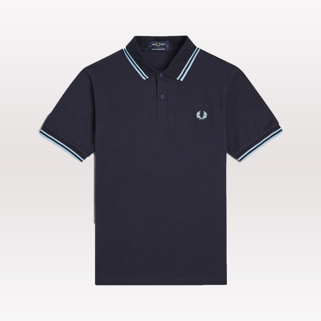 Made In England Twin Tipped Fred Perry Shirt M12 - Navy / Ice