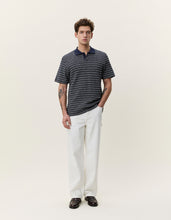Load image into Gallery viewer, Knitted Stripe Polo- Dark Blue Night
