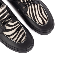 Load image into Gallery viewer, 2 Eyelet Boat Shoe- Pony Hair Black
