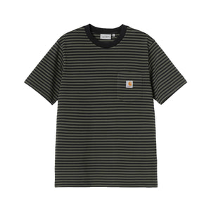Verner Pocket T-Shirt - Verner Stripe Black / Opuntia