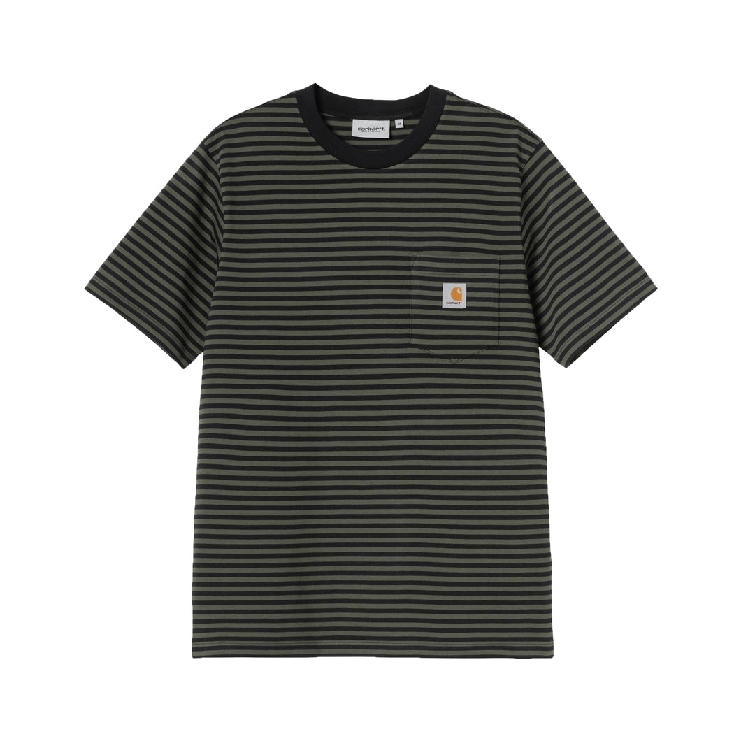 Verner Pocket T-Shirt - Verner Stripe Black / Opuntia