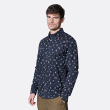 Load image into Gallery viewer, Mod Button Down Long Sleeve Shirt (Tripping Print – Navy)
