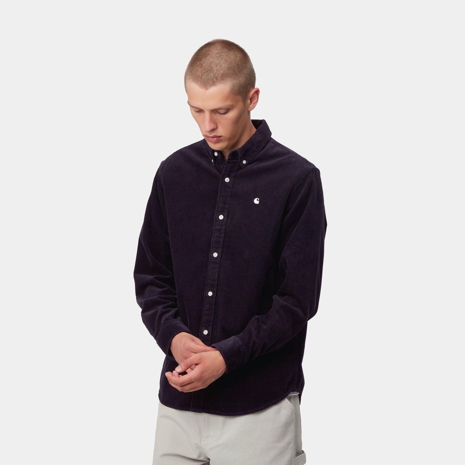 Carhartt WIP maddison cord shirt in navy