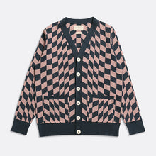 Load image into Gallery viewer, Buckley Cardigan - Checkers Pattern Blue Night
