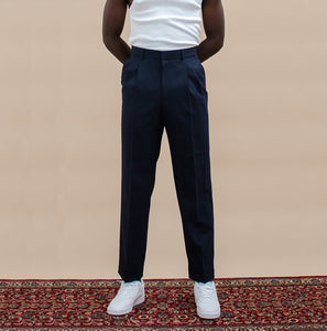 Pleated Tailored Trouser - Navy