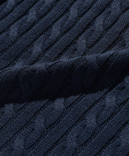 Load image into Gallery viewer, Cable Knit Linen Crew - Navy
