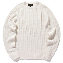 Load image into Gallery viewer, Cable Knit Linen Crew - White
