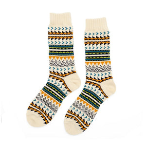 Geometric Tribal Socks - Beige