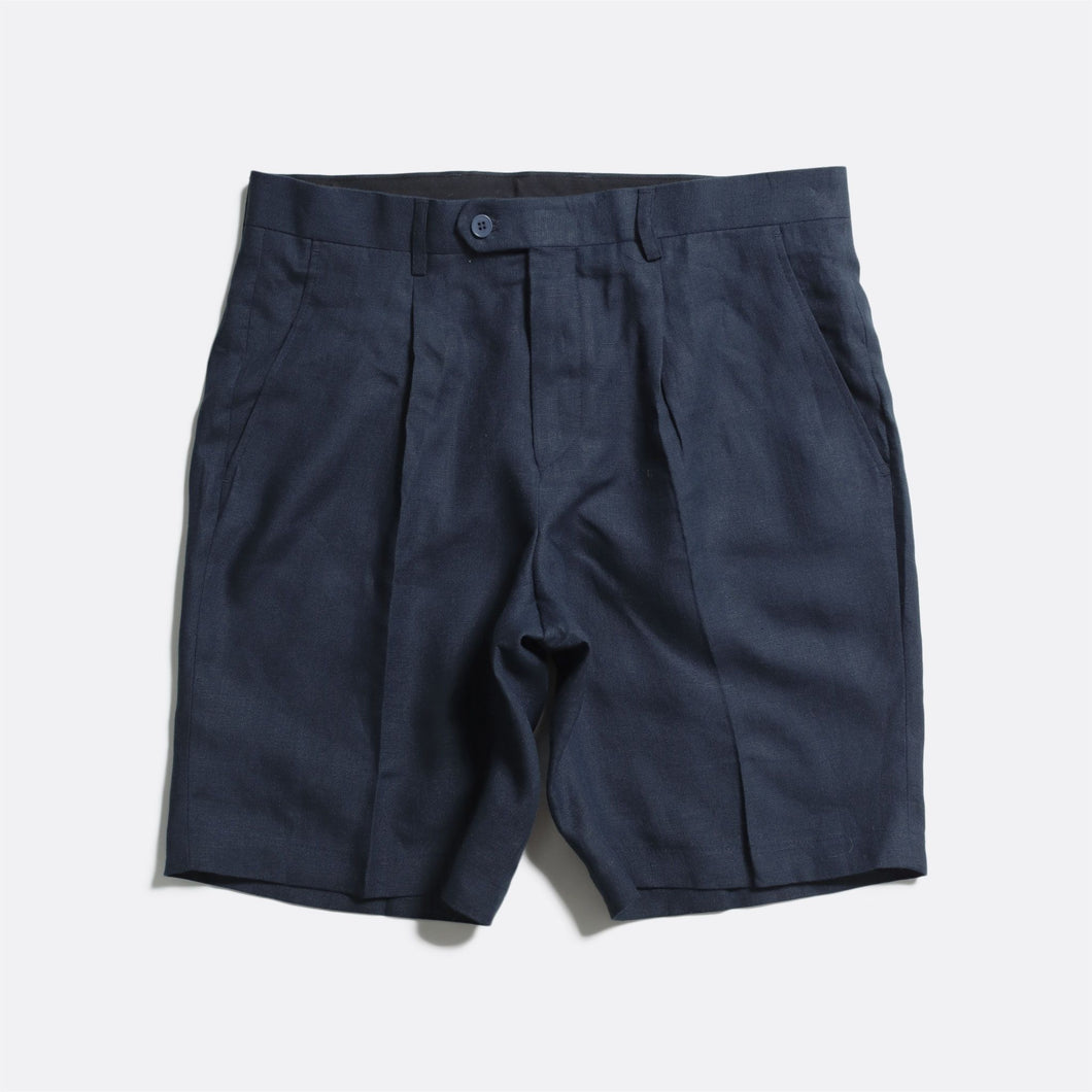 Linen Pleat Shorts - Grey