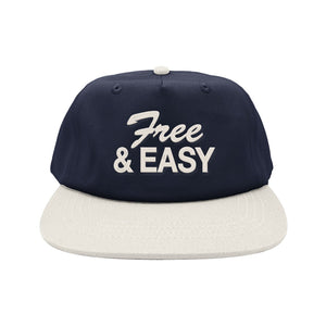 Free & Easy Two Tone Short Brim Snapback Hat - Navy / Bone
