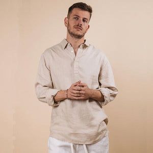 Cannes L/S Linen Polo - Hay