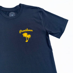 Palm Script T-Shirt - Navy Gold