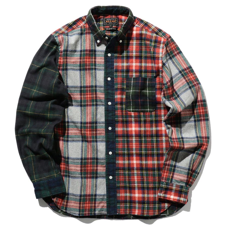 Nell Shaggy Flannel Panel Check Shirt - Red