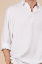 Load image into Gallery viewer, Cannes L/S Linen Polo - White
